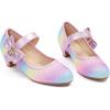 imageADAMUMU Girls Low Heel Shoes PU Dress Shoes for WeddingLittle Big KidsRainbow