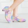 imageADAMUMU Girls Low Heel Shoes PU Dress Shoes for WeddingLittle Big KidsRainbow