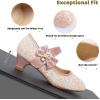imageADAMUMU Girls Low Heel Shoes PU Dress Shoes for WeddingLittle Big KidsRosegold