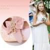 imageADAMUMU Girls Low Heel Shoes PU Dress Shoes for WeddingLittle Big KidsRosegold