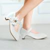 imageADAMUMU Girls Low Heel Shoes PU Dress Shoes for WeddingLittle Big KidsWhite