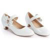 imageADAMUMU Girls Low Heel Shoes PU Dress Shoes for WeddingLittle Big KidsWhite