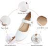 imageADAMUMU Girls Low Heel Shoes PU Dress Shoes for WeddingLittle Big KidsWhite