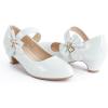 imageADAMUMU Girls Low Heel Shoes PU Dress Shoes for WeddingLittle Big KidsWhite