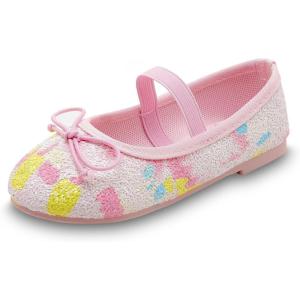 imageADAMUMU Girls Dress Shoes Flower Girl Shoes for Weeding Cute Toddler Mary Jane ShoesBow Colorful