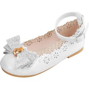 imageADAMUMU Girls Dress Shoes Flower Girl Shoes for Weeding Cute Toddler Mary Jane ShoesColorfulsilver26