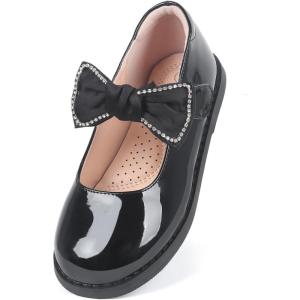 imageADAMUMU Girls Dress Shoes Flower Girl Shoes for Weeding Cute Toddler Mary Jane ShoesPearl Bowblack