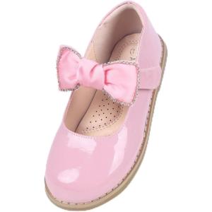 imageADAMUMU Girls Dress Shoes Flower Girl Shoes for Weeding Cute Toddler Mary Jane ShoesPearl Bowpink