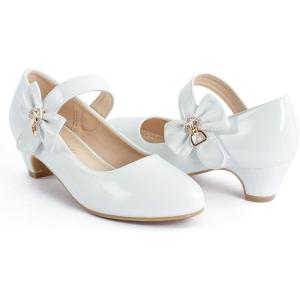 imageADAMUMU Girls Low Heel Shoes PU Dress Shoes for WeddingLittle Big KidsWhite