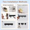 imageADAMUMU Key Holder Hanging Utensil Holder with 4 Hooks Black Versatile Kitchen Rail Efficiently Organize Kitchen Towels Utensils and Small Cookware to Maximize Space3 Hooks