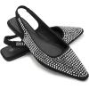 imageADAMUMU Rhinestone Flats for Women Sparkly Crystals Ballerina Shoes Crystals Sparkly Mary Jane Flats Round Toe Buckle Strap Design Comfortable and Non Slip Sole Flat for Daily Wear and WorkBlack02