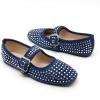 imageADAMUMU Rhinestone Flats for Women Sparkly Crystals Ballerina Shoes Crystals Sparkly Mary Jane Flats Round Toe Buckle Strap Design Comfortable and Non Slip Sole Flat for Daily Wear and WorkNavy
