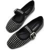 imageADAMUMU Rhinestone Flats for Women Sparkly Crystals Ballerina Shoes Crystals Sparkly Mary Jane Flats Round Toe Buckle Strap Design Comfortable and Non Slip Sole Flat for Daily Wear and WorkBlackrhinestone