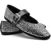 imageADAMUMU Rhinestone Flats for Women Sparkly Crystals Ballerina Shoes Crystals Sparkly Mary Jane Flats Round Toe Buckle Strap Design Comfortable and Non Slip Sole Flat for Daily Wear and WorkBlack01