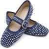 imageADAMUMU Rhinestone Flats for Women Sparkly Crystals Ballerina Shoes Crystals Sparkly Mary Jane Flats Round Toe Buckle Strap Design Comfortable and Non Slip Sole Flat for Daily Wear and WorkNavy