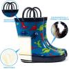 imageADAMUMU Toddler Kids Rain Boots Childrens Waterproof Rubber Shoes with EasyOn Handles Lightweight in Cartoon Patterns for Boys ampamp GirlsBblue
