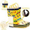 imageADAMUMU Toddler Kids Rain Boots Childrens Waterproof Rubber Shoes with EasyOn Handles Lightweight in Cartoon Patterns for Boys ampamp GirlsIyellow