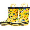 imageADAMUMU Toddler Kids Rain Boots Childrens Waterproof Rubber Shoes with EasyOn Handles Lightweight in Cartoon Patterns for Boys ampamp GirlsIyellow