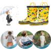 imageADAMUMU Toddler Kids Rain Boots Childrens Waterproof Rubber Shoes with EasyOn Handles Lightweight in Cartoon Patterns for Boys ampamp GirlsIyellow
