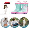 imageADAMUMU Toddler Kids Rain Boots Childrens Waterproof Rubber Shoes with EasyOn Handles Lightweight in Cartoon Patterns for Boys ampamp GirlsPink Green Unicorn