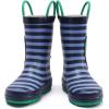 imageADAMUMU Toddler Kids Rain Boots Childrens Waterproof Rubber Shoes with EasyOn Handles Lightweight in Cartoon Patterns for Boys ampamp GirlsStriped Dinosaur