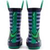 imageADAMUMU Toddler Kids Rain Boots Childrens Waterproof Rubber Shoes with EasyOn Handles Lightweight in Cartoon Patterns for Boys ampamp GirlsStriped Dinosaur