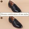imageADAMUMU Womens Loafers Business Casual Shoes for Women Chunky Leather Loafers Women Office Shoes Platform Lug Sole Loafers for Women DressyBlack