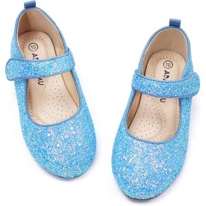 imageADAMUMU Girls Dress Up Shoes Sparkly Shoes for Girls Princess Mary Jane School Uniform Dress Shoes in Performance Prom and Graduation for ToddlerLittleBig KidsGlitter Blue
