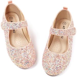 imageADAMUMU Girls Dress Up Shoes Sparkly Shoes for Girls Princess Mary Jane School Uniform Dress Shoes in Performance Prom and Graduation for ToddlerLittleBig KidsRosegold