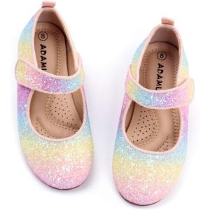 imageADAMUMU Girls Dress Up Shoes Sparkly Shoes for Girls Princess Mary Jane School Uniform Dress Shoes in Performance Prom and Graduation for ToddlerLittleBig KidsColorful