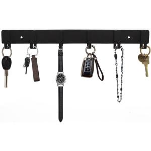 imageADAMUMU Key Holder Hanging Utensil Holder with 4 Hooks Black Versatile Kitchen Rail Efficiently Organize Kitchen Towels Utensils and Small Cookware to Maximize Space6 Hooks