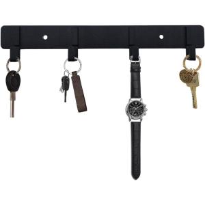 imageADAMUMU Key Holder Hanging Utensil Holder with 4 Hooks Black Versatile Kitchen Rail Efficiently Organize Kitchen Towels Utensils and Small Cookware to Maximize Space4 Hooks
