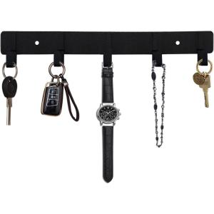 imageADAMUMU Key Holder Hanging Utensil Holder with 4 Hooks Black Versatile Kitchen Rail Efficiently Organize Kitchen Towels Utensils and Small Cookware to Maximize Space5 Hooks