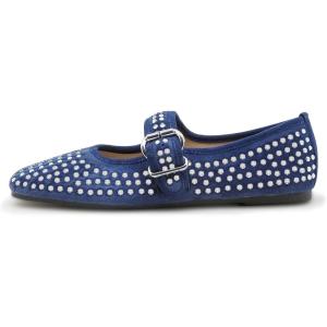 imageADAMUMU Rhinestone Flats for Women Sparkly Crystals Ballerina Shoes Crystals Sparkly Mary Jane Flats Round Toe Buckle Strap Design Comfortable and Non Slip Sole Flat for Daily Wear and WorkNavy