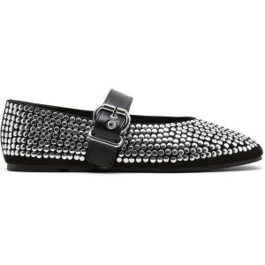 imageADAMUMU Rhinestone Flats for Women Sparkly Crystals Ballerina Shoes Crystals Sparkly Mary Jane Flats Round Toe Buckle Strap Design Comfortable and Non Slip Sole Flat for Daily Wear and WorkBlack01