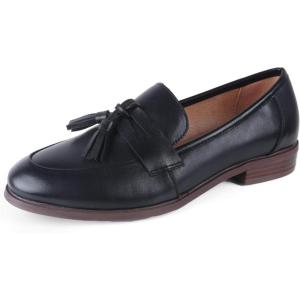 imageADAMUMU Womens Loafers Business Casual Shoes for Women Chunky Leather Loafers Women Office Shoes Platform Lug Sole Loafers for Women DressyBlack