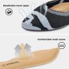 imageADAMUMU Flats for Women Mothers Day Knit Stretch Flat Close Toe Dress Shoes for Women Dressy Comfort with Small HeelStripeblue5M