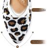 imageADAMUMU Leopard Flats for Women Mesh Pointed Toe Shoes Knit Dress Flats Soft with Arch Support on Walking Flats Whiteleopard 6M