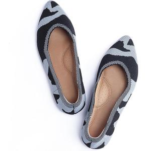 imageADAMUMU Flats for Women Mothers Day Knit Stretch Flat Close Toe Dress Shoes for Women Dressy Comfort with Small HeelStripeblue5M