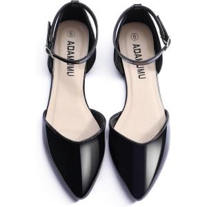 imageADAMUMU Womens DOrsay Ballet Flat Pointed Toe Ankle Strap Shoes Dressy Comfort Closed Toe Summer ShoesBlackpu01