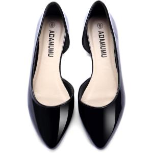imageADAMUMU Womens DOrsay Ballet Flat Pointed Toe Ankle Strap Shoes Dressy Comfort Closed Toe Summer ShoesBlackpu02