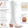 imageADAMUMU Womens Wide Calf Cowboy Boots Classic WesternStyle Cowboys Boots for Women Pointed Toe Womens Cowgirl Boots with Chunky Heel NonSlip Sole for Adding Timeless Elegance to Your WardrobeWhite