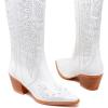 imageADAMUMU Womens Wide Calf Cowboy Boots Classic WesternStyle Cowboys Boots for Women Pointed Toe Womens Cowgirl Boots with Chunky Heel NonSlip Sole for Adding Timeless Elegance to Your WardrobeWhite