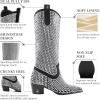 imageADAMUMU Womens Wide Calf Cowboy Boots Classic WesternStyle Cowboys Boots for Women Pointed Toe Womens Cowgirl Boots with Chunky Heel NonSlip Sole for Adding Timeless Elegance to Your WardrobeSilver