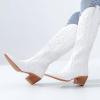 imageADAMUMU Womens Wide Calf Cowboy Boots Classic WesternStyle Cowboys Boots for Women Pointed Toe Womens Cowgirl Boots with Chunky Heel NonSlip Sole for Adding Timeless Elegance to Your WardrobeWhite