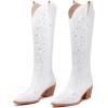 imageADAMUMU Womens Wide Calf Cowboy Boots Classic WesternStyle Cowboys Boots for Women Pointed Toe Womens Cowgirl Boots with Chunky Heel NonSlip Sole for Adding Timeless Elegance to Your WardrobeWhite