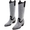 imageADAMUMU Womens Wide Calf Cowboy Boots Classic WesternStyle Cowboys Boots for Women Pointed Toe Womens Cowgirl Boots with Chunky Heel NonSlip Sole for Adding Timeless Elegance to Your WardrobeSilver