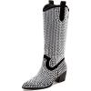 imageADAMUMU Womens Wide Calf Cowboy Boots Classic WesternStyle Cowboys Boots for Women Pointed Toe Womens Cowgirl Boots with Chunky Heel NonSlip Sole for Adding Timeless Elegance to Your WardrobeSilver