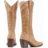 imageADAMUMU Womens Wide Calf Cowboy Boots Classic WesternStyle Cowboys Boots for Women Pointed Toe Womens Cowgirl Boots with Chunky Heel NonSlip Sole for Adding Timeless Elegance to Your WardrobeTan