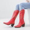 imageADAMUMU Womens Wide Calf Cowboy Boots Classic WesternStyle Cowboys Boots for Women Pointed Toe Womens Cowgirl Boots with Chunky Heel NonSlip Sole for Adding Timeless Elegance to Your WardrobeRed